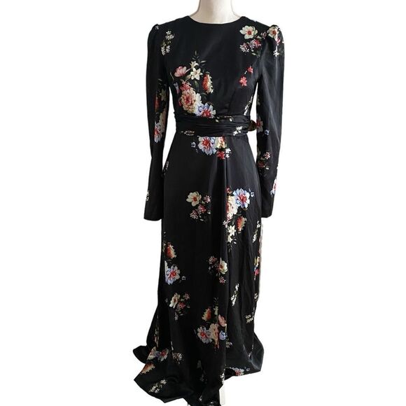 leena for Mac Duggal Faux Wrap Floral Gown Dress Size 2 - Picture 6 of 11